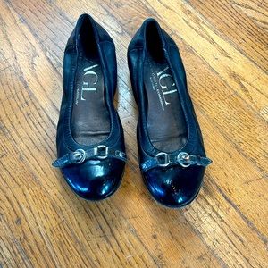 AGL black ballet flats with a grey buckle detail size 37.5